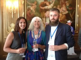 Luis Lopez-Smith at Claridges with Pauline Fisk and Grace Davies